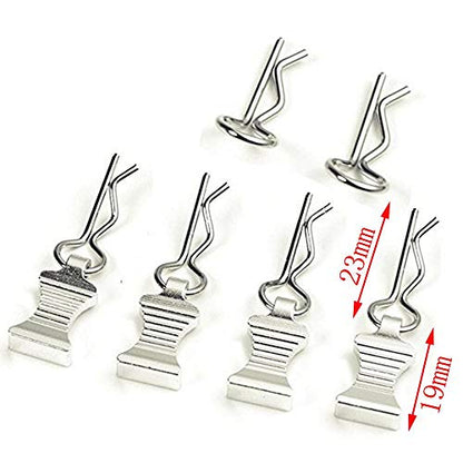 MOHERO Metal RC Body Clips Pins with Pull Tabs for 1/10 Axial SCX10 RC Model Crawler Car Pack of 6 (Silver) - color: Silver