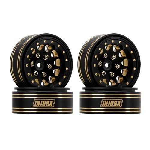INJORA 1.3 Brass Beadlock Wheel 68g for 1/24 1/18 RC Crawler (Black Gold)