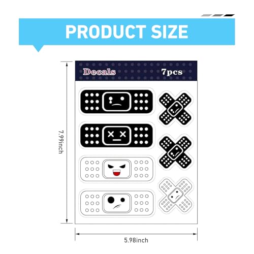 WZP 7PCS Car Bandage Decals, Funny Band Aid Bandage Bumper Stickers, Waterproof Decorative Band Decals for Dent Ding, 2 Shapes, Universal Car Exterior Decor Accessories for Sedan, Truck, SUV (Black)