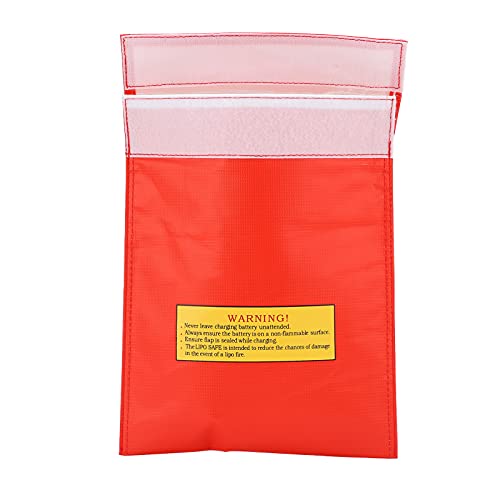 LiPo Battery Explosion Proof Bag, Fireproof Nylon Charging & Storage Bag, Lithium Battery Safe Guard for Safe Storage, e Pouch for Charging Portability - size: Red