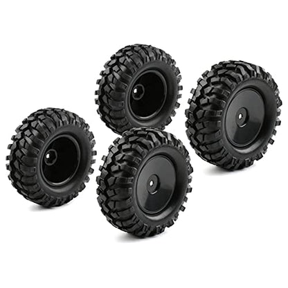4pcs 1/10 Wheels and Tires with Lock Nuts Washers Wrench, 12mm Hex Hard Dish Wheel for Racing Off Road Buggy Truck Rock Crawler RC4WD Tamiya MST HSP CR12