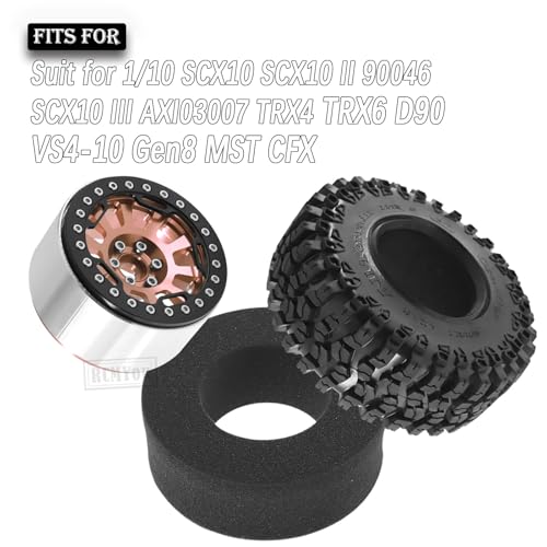 Rc 2.2 Inch Wheel Rims & Tires Wheels for 1/10 SCX10 SCX10 II 90046 SCX10 III AXI03007 TRX4 TRX6 D90 VS4-10 Gen8 MST CFX,RC Crawler Car 4pcs Aluminum RC 2.2 Beadlock Wheel,Brown - color: Brown - Scx10
