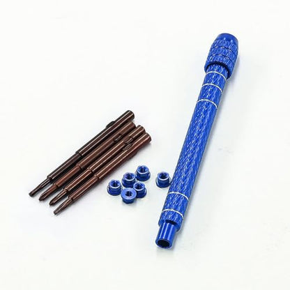 1/30 RC Screwdrivers Set H1.3 Hex T4 Plum Phillips 1.5mm 2.0mm Precision Bits With M2 Nuts Screw Driver Repair Tool Kit For 1:30 1:32 Crawler Car Axial SCX30 0.7" Tires Wheels (Blue) - color: Blue