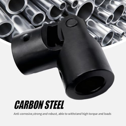 12mm to 12mm Universal Joint Coupling, D25 L56 Carbon Steel Rotatable Steering Shaft U Joint Coupler Motor Connector for DIY Model RC Car Robot - size: D25-L56-H12, style: No Keyway