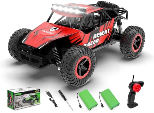 RACENT Remote Control Cars for Adults - 1:16 Scale 20kph Fast RC Truck All Terrain Off-Road Monster Truck for Adults with 2 Rechargeable Batteries (Red) - color: Red