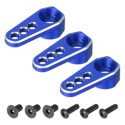MECCANIXITY 3pcs Aluminum Alloy 1/18 25T Steering Servo Arm Horn Dark Blue for DIY RC Car/Boat/Airplane Boat Accessories - color: Dark Blue