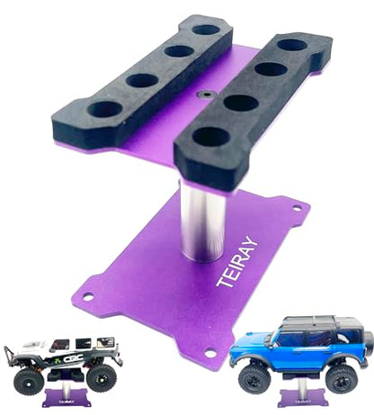 RC Car Work Stand Mat Repair Workstation Aluminum 360 Rotation Height Body Mounts for 1/16 1/18 1/24 SCX24 TRX4M Scale Cars Trucks RC car Display Stand (Purple) - color: Purple