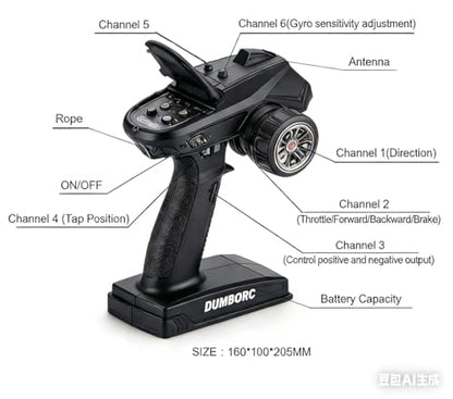 Dumborc X6 Rc Transmitter with P6F Receiver 2.4Ghz Radio 6 Channel Remote Control for All Terrains Vehicle Off-Road Crawler for Traxxas