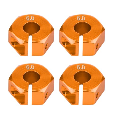 4 Pcs Universal Wheel Hex Hub Adapters,12mm Wheel Hex Mount with Pins and Screws,Wheel Hex Drive Adapters Hub RC Model Vehicle Accessory for RC Spare Part RC Car Upgrade Parts (6.0MM Gold) - size: 6.0MM gold