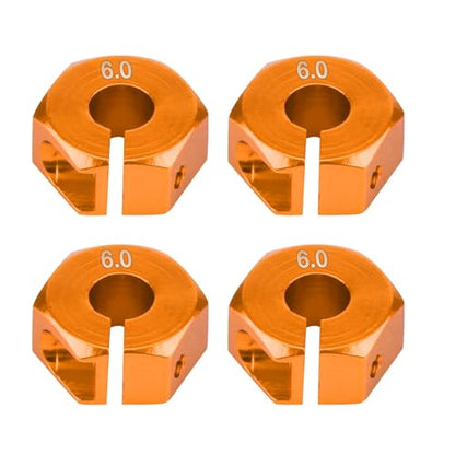 4 Pcs Universal Wheel Hex Hub Adapters,12mm Wheel Hex Mount with Pins and Screws,Wheel Hex Drive Adapters Hub RC Model Vehicle Accessory for RC Spare Part RC Car Upgrade Parts (6.0MM Gold) - size: 6.0MM gold