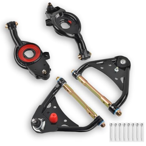 XKV Front Upper & Lower Suspension Control Arms A-arms | Compatible with 1965-1970 Impala,Bel Air,Biscayne,1969-1970 Chevy Brookwood,1966-1970 Chevy Caprice,2-4" Lift,W/Ball Joint - size: 65-70 Chevy Bel Air