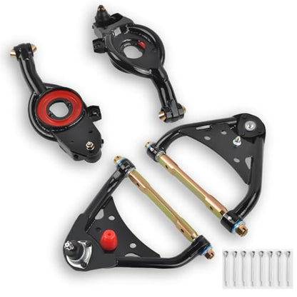 XKV Front Upper & Lower Suspension Control Arms A-arms | Compatible with 1965-1970 Impala,Bel Air,Biscayne,1969-1970 Chevy Brookwood,1966-1970 Chevy Caprice,2-4" Lift,W/Ball Joint - size: 65-70 Chevy Bel Air