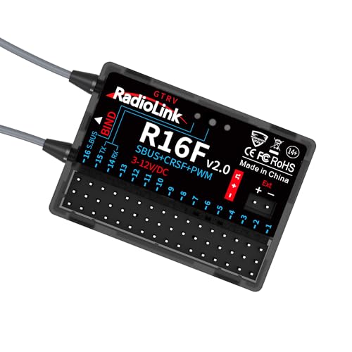 Radiolink R16F 16 Channels 2.4GHz RC Receiver for RC Car | Radiolink Remote Controller T16D, T12D, RC4GS V3, RC6GS V3, RC8X, Long Distance Control Receiver, for RC Car, Boat, Robots