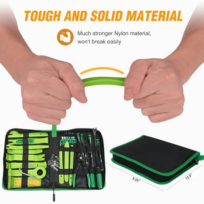 GOOACC 330Pcs Trim Removal Tool, Auto Push Pin Bumper Retainer Clip Set Fastener Terminal Remover Tool Adhesive Cable Clips Kit Car Panel Radio Removal Auto Clip Pliers, Green - color: Green