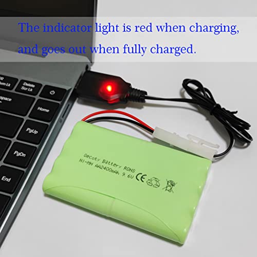 9.6V 2400mAh NiMH AA Rechargeable Battery Pack, 8S AA RC Battery with KET 2P Connector & USB Charging Cable for RC Car, RC Battle Tank, RC Boat