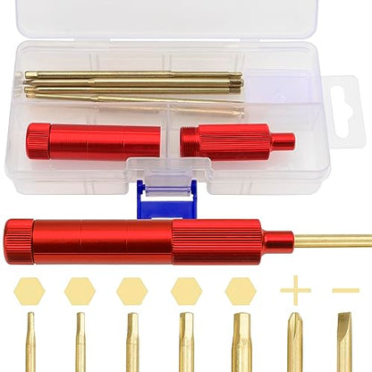 7 in 1 Mini Portable Screwdriver Hex Driver 1.3 1.5 2.0 2.5 3.0mm 0#+ 1#- Hex Key RC Screw Driver Repair Tool for 1/16 1/12 1/14 1/10 RC Cars (Red) - color: Red