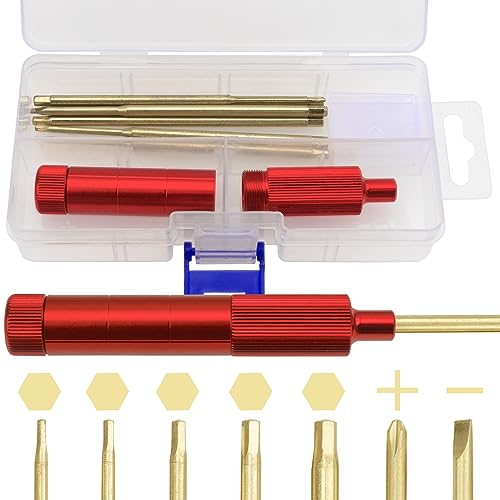 7 in 1 Mini Portable Screwdriver Hex Driver 1.3 1.5 2.0 2.5 3.0mm 0#+ 1#- Hex Key RC Screw Driver Repair Tool for 1/16 1/12 1/14 1/10 RC Cars (Red) - color: Red
