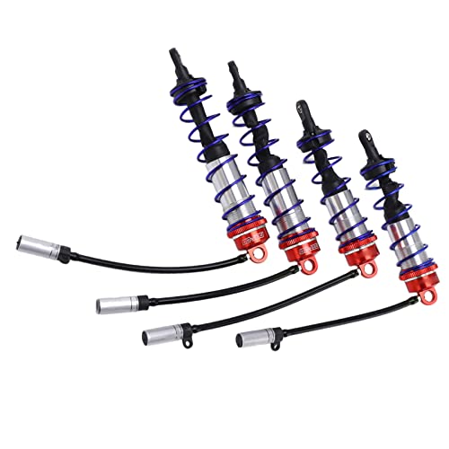 RC Damper, Aluminum Alloy Oil Adjustable with High Elasticity Spring, RC Shock Absorber, 4PCS Set for 1/8 Scale Off-Road RC Crawler Truck Truggy Enthusiasts - color: Red