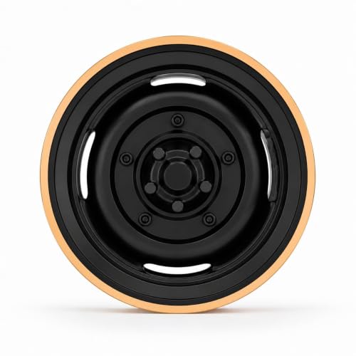 1.9" Aluminum Beadlock 4-Slot Road Wheels with Brass Weights for 1/10 RC Crawler Upgrade, Compatible with FMS FCX10, SCX10,TRX4,TRX6(2pcs) Black - color: Black