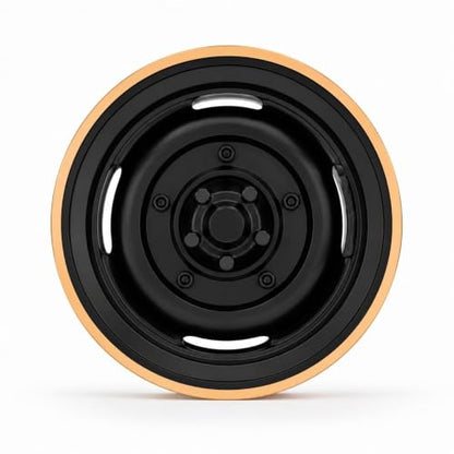 1.9" Aluminum Beadlock 4-Slot Road Wheels with Brass Weights for 1/10 RC Crawler Upgrade, Compatible with FMS FCX10, SCX10,TRX4,TRX6(2pcs) Black - color: Black
