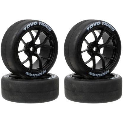 1/10 On-Road RC Car Wheel Rims & Rubber Tire 12mm Hex for Traxxas Nitro 4-Tec 2.0 Tamiya TT-01 / TT-02 HSP HPI (Black) - color: Black