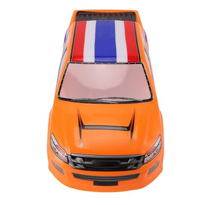 1/10 Scale RC Car Body Shell, Painted Polycarbonate Truck Body Flag Pattern for 26cm Wheelbase RC Cars Trucks (Orange) - color: Orange