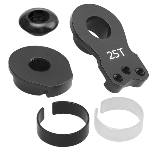 2Pcs Vgoohobby Aluminum RC 25T Servo Saver Adjustable Hi-Torque Servo Saver Compatible with Futaba Tamiya Servos 1/10 Traxxas TRX4 TRX6 SCX10 Capra RC Car (Black) - color: Black