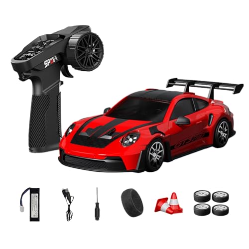 1:24 Scale RC Drift Car with Gyro Stability, 2.4GHz 4WD Proportional Control High-Speed Drift Racing Car with LED Lights & Dual-Mode Tire Switch (Racing & Drift) for Adults (Q2 Red/D24-03) - color: Q2 Red, size: D24-03