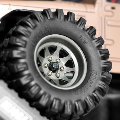 INJORA -4.05mm Offset Steel 1.3" Wheels for 1/24 1/18 RC (Titanium Grey) - color: Titanium Grey