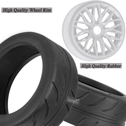 RC Tires Wheels for 1/7 Infraction 6S BLX,1/8 Typhon 6S BLX,Limitless,Rubber Highway Wheels Soft Tires Truck Tire Highway Tires,4PCS White - color: White(4pcs Tires)