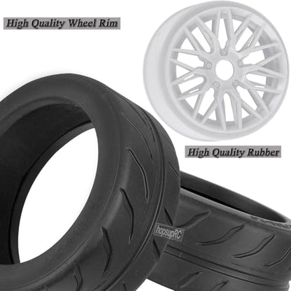 RC Tires Wheels for 1/7 Infraction 6S BLX,1/8 Typhon 6S BLX,Limitless,Rubber Highway Wheels Soft Tires Truck Tire Highway Tires,4PCS White - color: White(4pcs Tires)