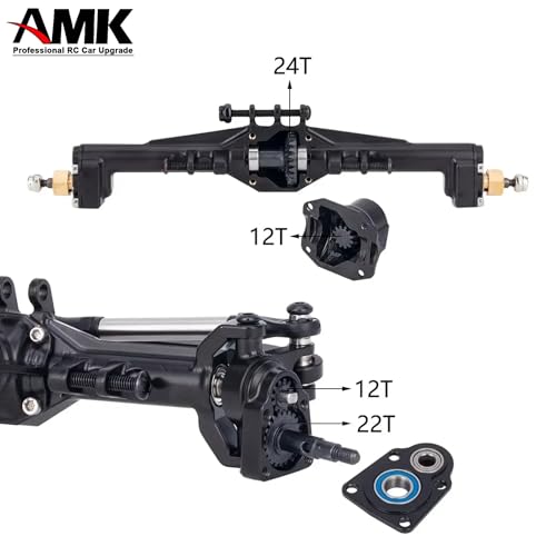 AMK 216.4g Brass TRX4M Axle, Extended 20mm TRX4M Portal Axle, TRX4M Brass Axle with Two Servo Mount Options, for 1/18 RC CrawlerCar TRX4M Axle Upgrade Parts