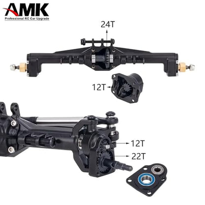 AMK 216.4g Brass TRX4M Axle, Extended 20mm TRX4M Portal Axle, TRX4M Brass Axle with Two Servo Mount Options, for 1/18 RC CrawlerCar TRX4M Axle Upgrade Parts