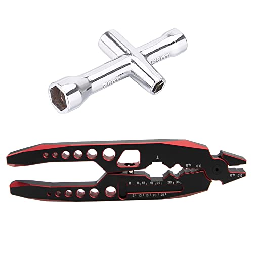 RC Shock Absorber Pliers RC Multifunction Pliers RC Rod Ends Disassemble Tools & Small Cross Socket Spanner Compatible with Traxxas Arrma Axial Losi Redcat HSP 1/8 1/10 RC Car Truck (Red) - color: Red