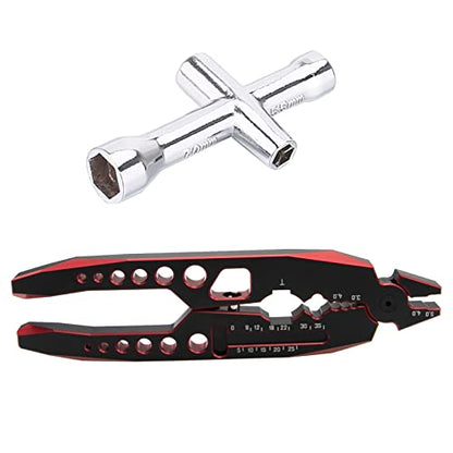 RC Shock Absorber Pliers RC Multifunction Pliers RC Rod Ends Disassemble Tools & Small Cross Socket Spanner Compatible with Traxxas Arrma Axial Losi Redcat HSP 1/8 1/10 RC Car Truck (Red) - color: Red