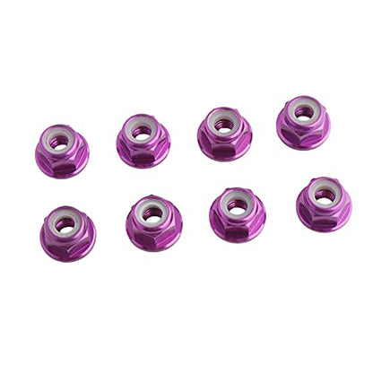 8PCS Flange M4 Lock Nuts Serrated Nylon Self-Tightening Aluminum M4 Wheel Hardware for Axial HPI TLR ECX Model RC Car Vehicles Upgraded Replacement Parts (Purple) - color: Purple