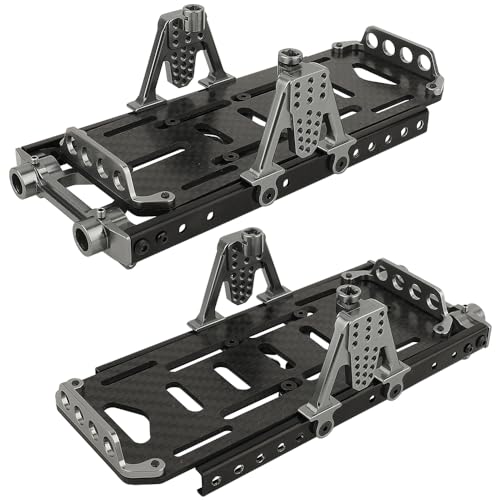 Metal Chassis Frame Kit Extended Rails with Shock Towers Battery Mount Bumper Mount Chassis Brace 4x4 Upgrade to SCX10 6x6 for 1/10 RC Crawler Axial SCX10 Modified Part (Titanium) - color: Titanium