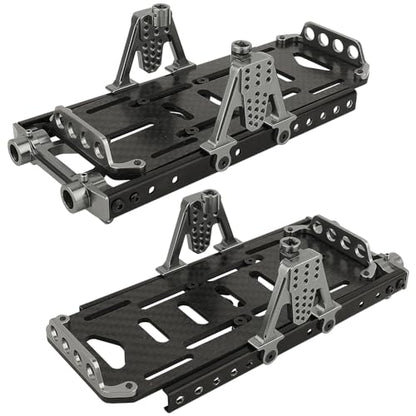 Metal Chassis Frame Kit Extended Rails with Shock Towers Battery Mount Bumper Mount Chassis Brace 4x4 Upgrade to SCX10 6x6 for 1/10 RC Crawler Axial SCX10 Modified Part (Titanium) - color: Titanium