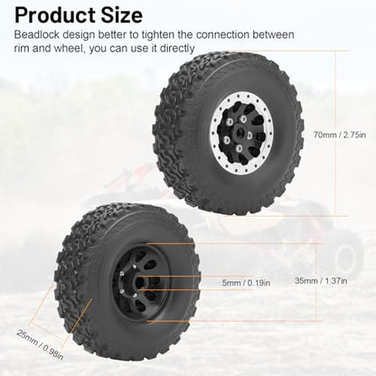 daitoku 1/12 Beadlock RC Wheels and Tires for WPL C14 C24 C34 C44 B14 B24 B16 B36 MN MN78 D90 MN90 MN91 MN96 MN98 MN99 MN99S (Black) - color: Black