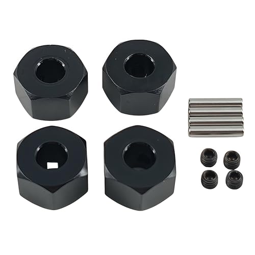 12mm Aluminum Wheel Hex Hub Adapter for 1/10 Mini Maxx RC Car (Black) | Alloy,3654,Upgrade Parts,CNC Machined,High Strength,Precision Fit,Wear Resistant,Easy Installation - color: Black