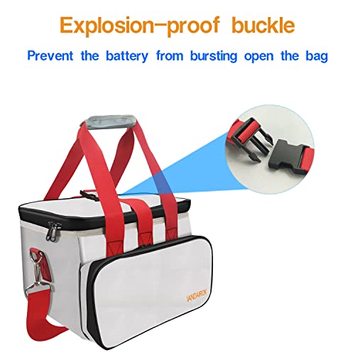 11.8"x7.9"x7.9" Portable Power Fireproof Safe Bag for mobile Power 100W-600W Outdoor Power Storage Transport and Charging, Home Office Travel Fireproof Safe Storage Pouch with handle Shoulder Strap - size: 300*200*200mm