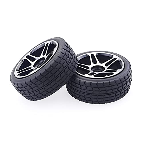 1/10 Pre-Glued 65mm Metal Wheels & Rubber Tires for 1:10 HSP HPI Redcat Himoto Kyosho Sakura RC On-Road Racing Touring Car Upgrade Parts (Black)