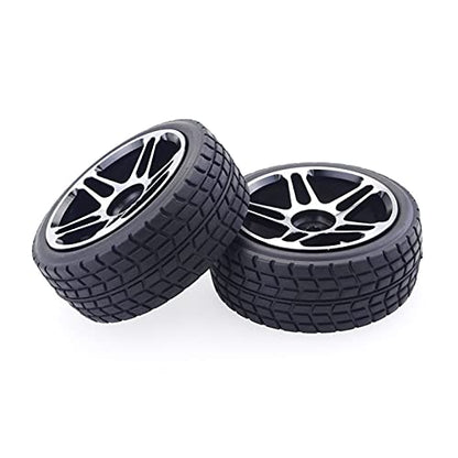 1/10 Pre-Glued 65mm Metal Wheels & Rubber Tires for 1:10 HSP HPI Redcat Himoto Kyosho Sakura RC On-Road Racing Touring Car Upgrade Parts (Black)
