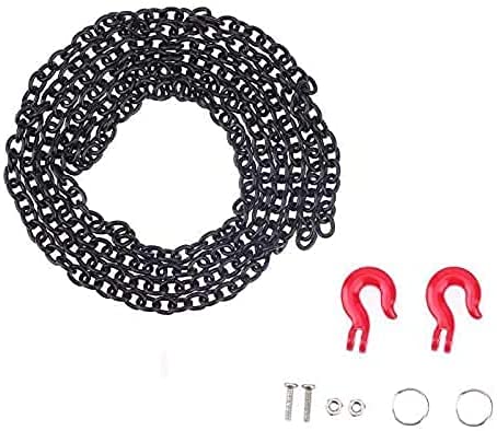 1:10 RC Crawler Metal Trailer Rescue Chain Tow Hooks Buckle Winch Shackles Accessory Compatible with 1/10 Scale RC Rock Crawler Axial SCX10 Tamiya CC01 D90 Car Truck Parts (Black Kit) - color: Black Kit
