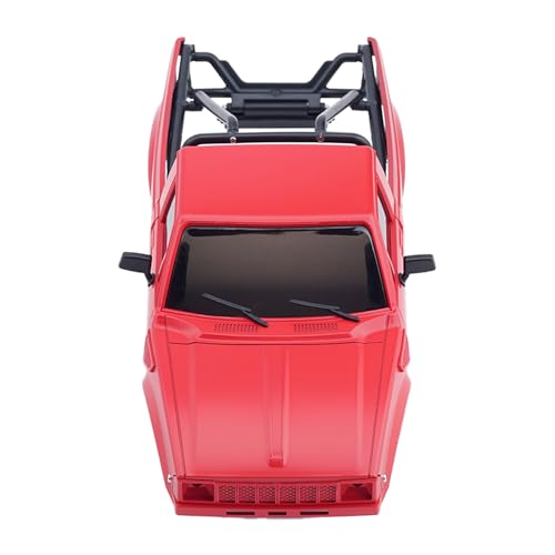 DJX SCX24 Body Shell with Bed Rack for Axial SCX24 C10 Bronco Wrangler Base Camp 1/24 RC Crawler Car (Red) - color: Red