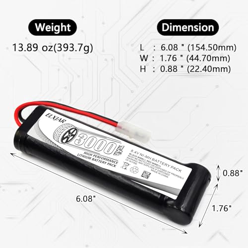(2-Pack) 8.4V 3000mAh Ni-MH Battery for M16, SR16, AK, MP5 Airsoft | Fits M16A1, Knights SR16, MP5 SD5, MK5A4, G3 SD1, M16VN, CA G3 SG1 and G3 A3; standard Tamiya connector and charger included. - color: (2-Pack) 8.4V 3000mAh TAMIYA