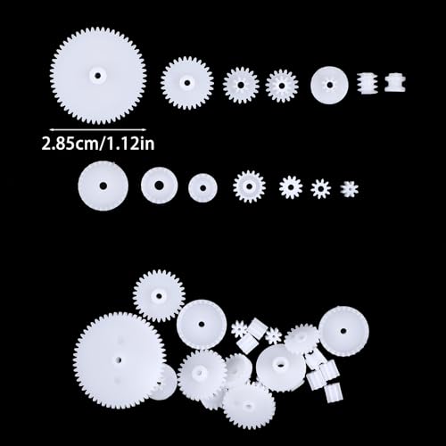 200PCS Module 0.5 Plastic Gears for Small Motors - White Single Gear Spindle Gear Set for DC Motor RC Car Robot DIY Model Parts
