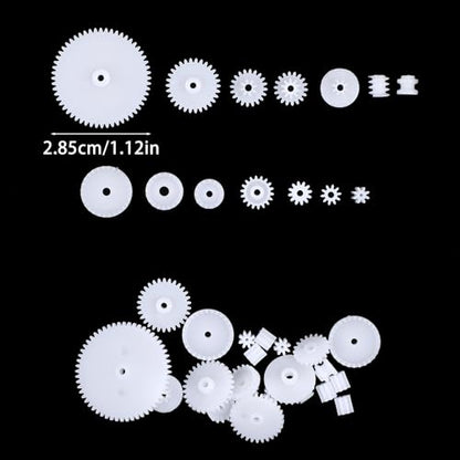 200PCS Module 0.5 Plastic Gears for Small Motors - White Single Gear Spindle Gear Set for DC Motor RC Car Robot DIY Model Parts