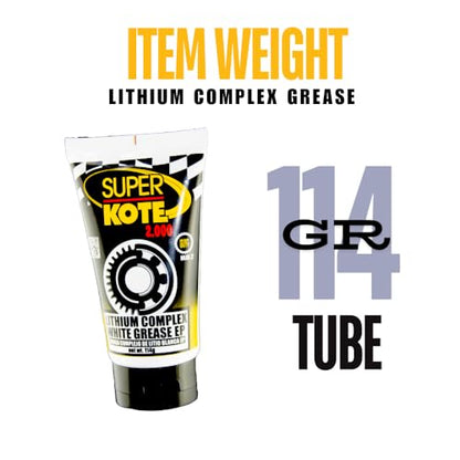 Lithium Complex Grease | Lubricant | Superkote 2000 Multipurpose | NLGI 2 | EP | High Temp | Automotive | Construction | Industry | Gear | Wheel Bearing | Axle | Bike | White | 114 gr Squeeze Tube