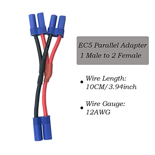 3pcs EC5 Parallel Plug Connector Cable Y-Harness 1 Male Connectors to 2 Female Connector for RC FPV Quadcopter Power System LiPO Battery - style: One Male to two Female